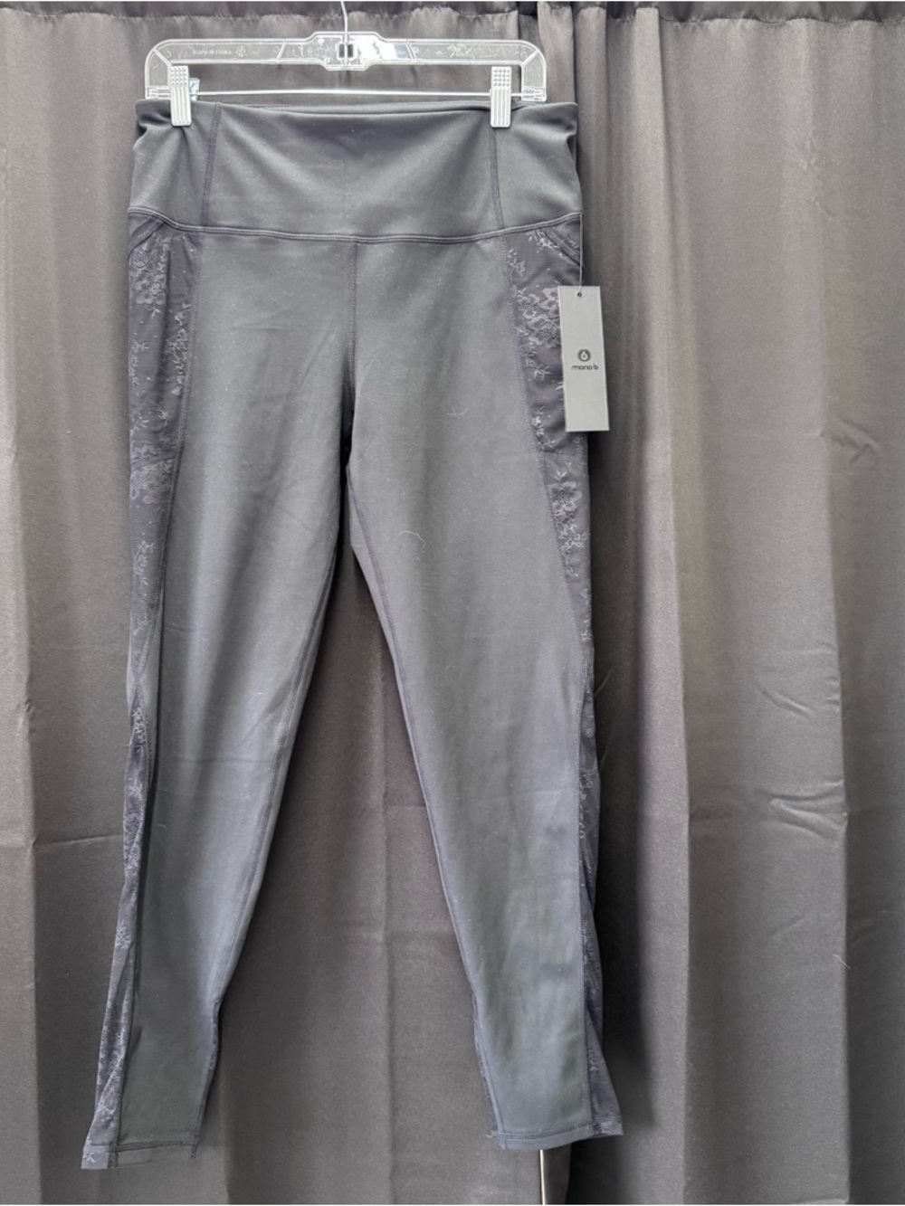 Mono B Charcoal Gray High-Waist Leggings with Side Panels